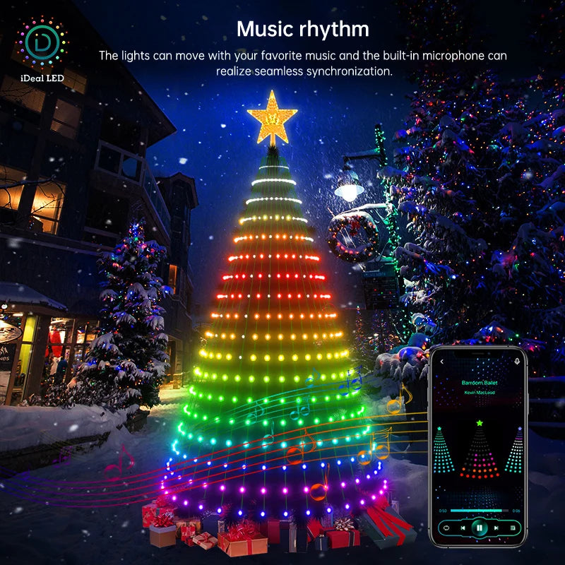 Smart Christmas Tree Lights Fairy LED Lights with Star Topper DIY Color Changing App Remote for Christmas Tree Decor 400LEDs