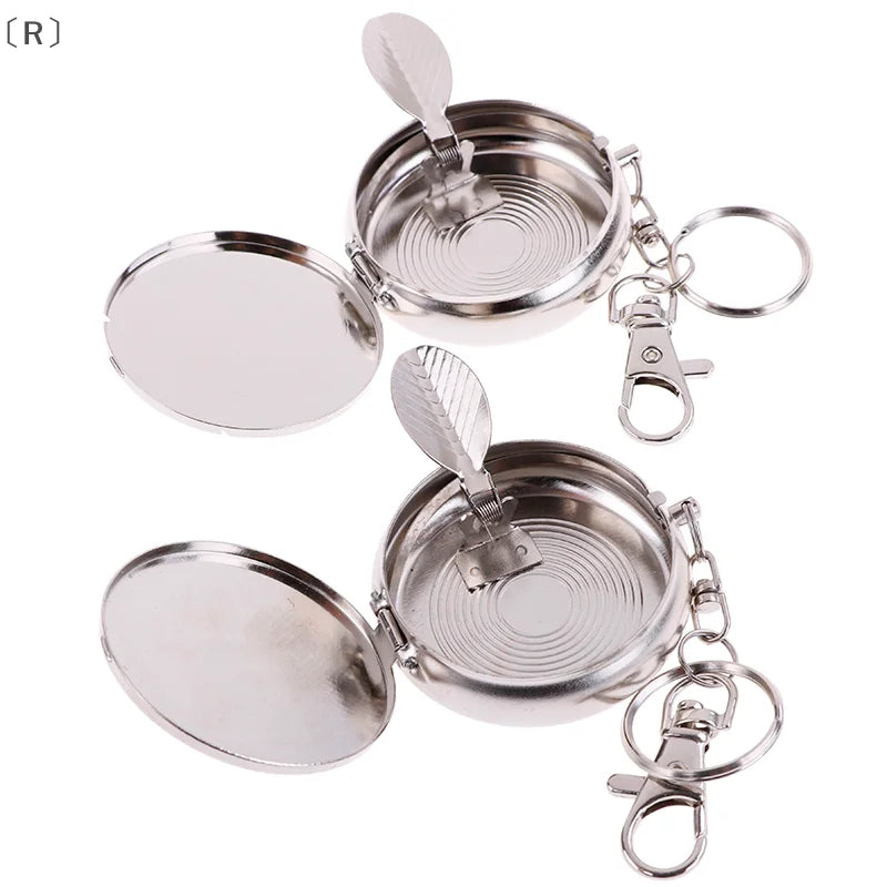 〔R〕Car Keychain Ashtray Stainless Steel Portable with Lid No Smell Spill Proof for Vehicle Travel〔Winter2〕