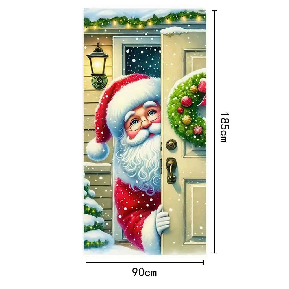 Christmas Door Hanging Banner Merry Christmas Decoration For Home  Navidad Christmas Wall stickers Xmas Gift New Year