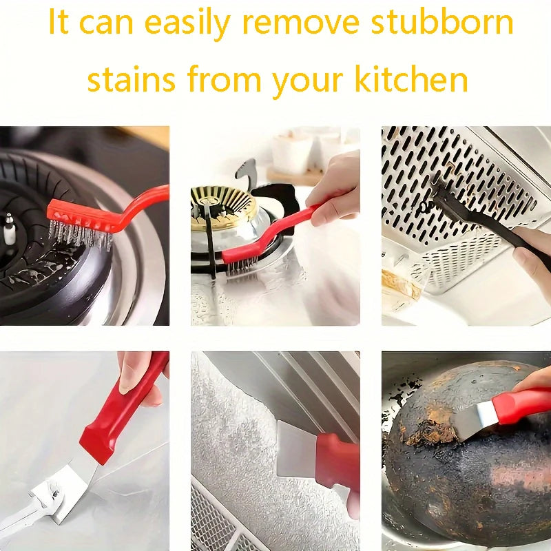 5/6/7pcs Cleaning Tool Set Multi-Surface Durable Brush Scraper for Gas Stove Range Hood Grime Removal Tools Home Outdoor Cleaner
