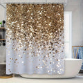 Gold Sparkle Shower Curtain Bathroom Decor Waterproof Fabric Modern Design for Bathtub Decoration.
