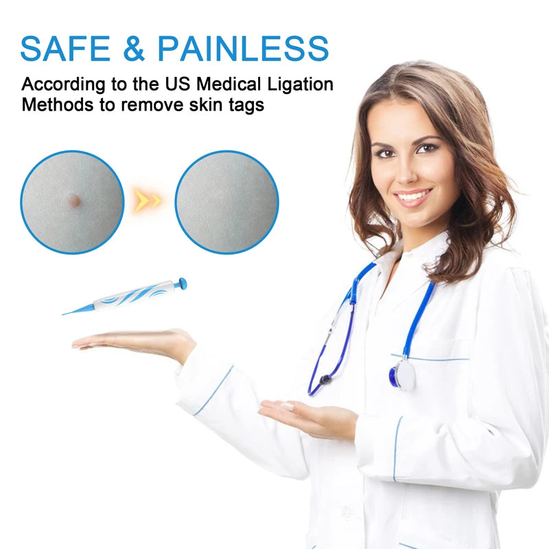 New 2 in 1 Auto Skin Tag Remover Kit Skin Tag Removal Pen With 40 Bands Wart Dot Treatment Remover Tool For Face Skin Full Body