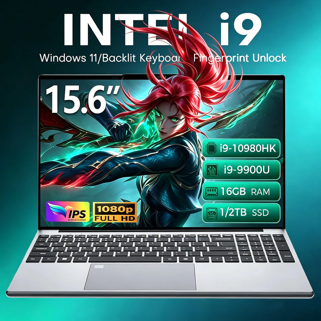 New Laptop Computer Intel i9 10980HK/9900U Windows 11 Fingerprint UnIock Notebook PC 16GB RAM 1TB M.2 SSD Office Gaming Laptop