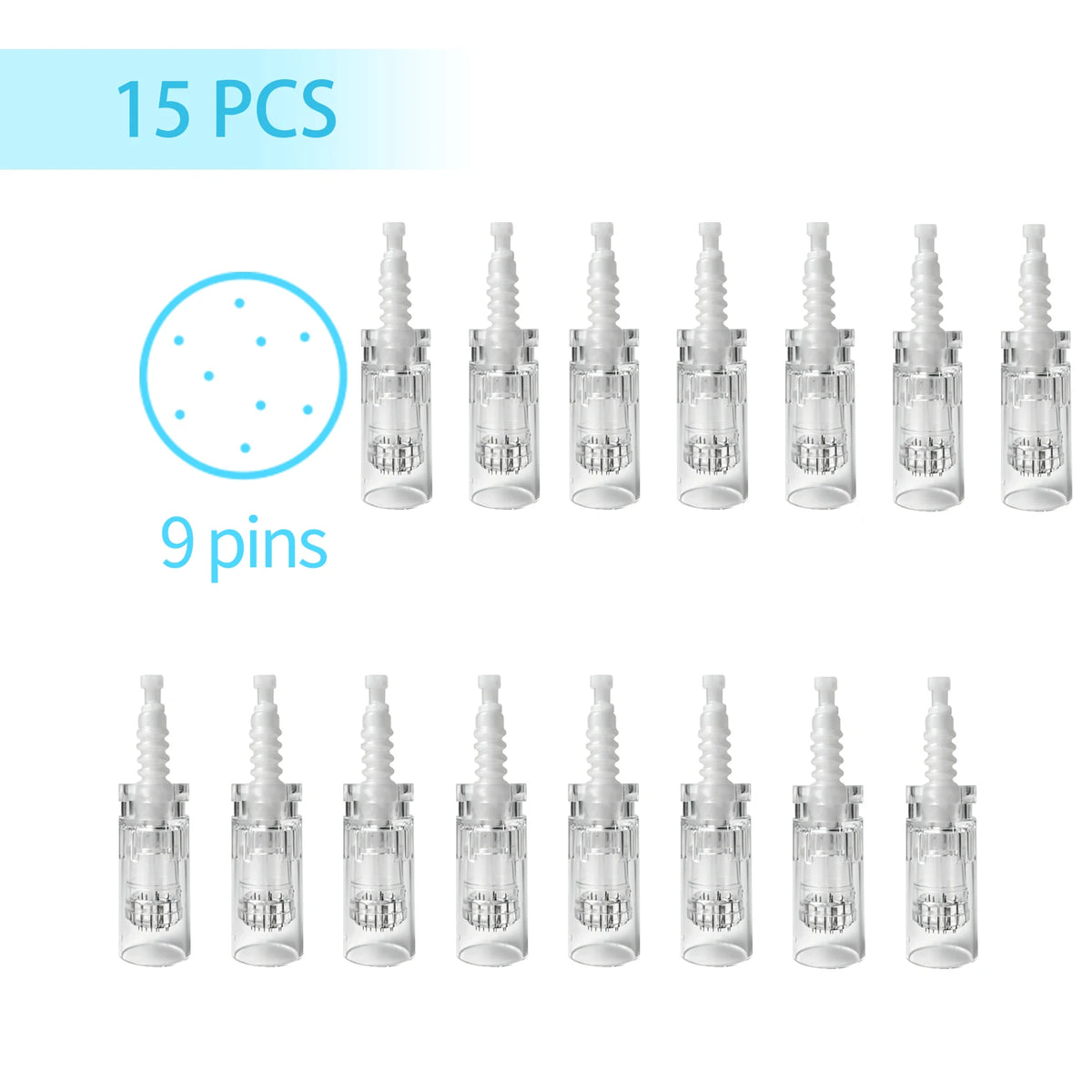 15Pcs Dr Pen Microneedle Cartridge Use for N2/M5/M7/E30, 9/12/24/36/42Pin&Round/Square Nano Use for Facial Needle Length 0.25mm