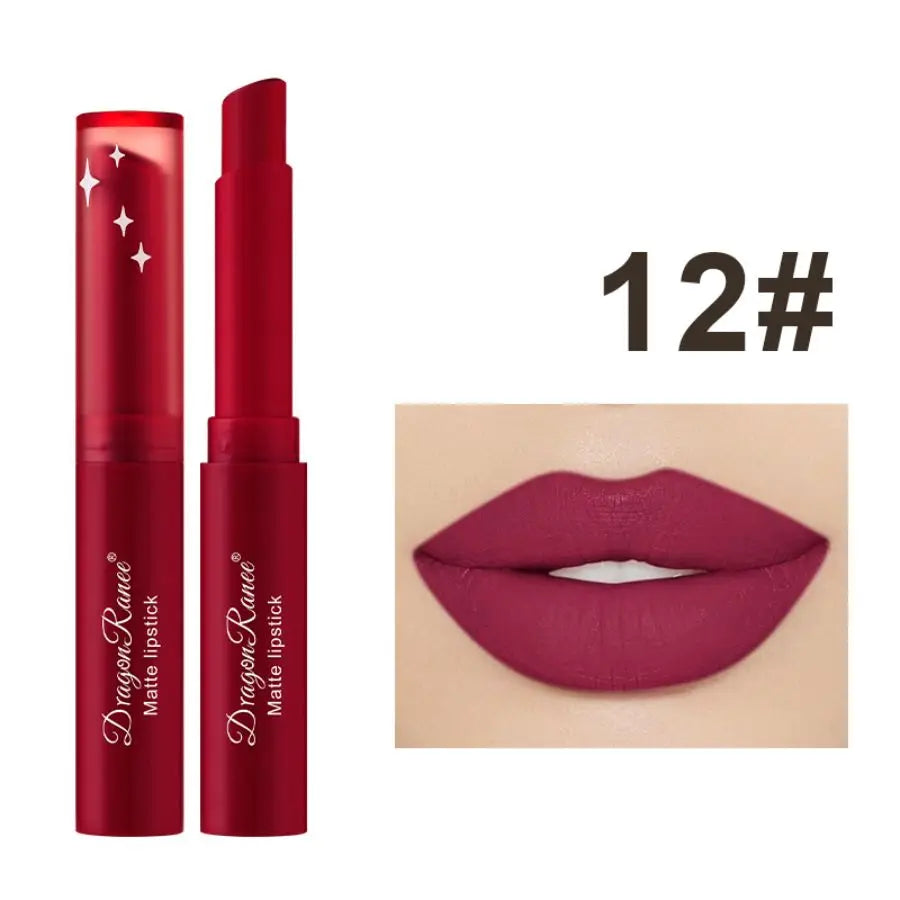 Matte Lipstick, Non-Fading Moisturizing European and American Style Makeup, Velvet Matte Lipstick, Waterproof and Long-Lasting Matte Lipstick