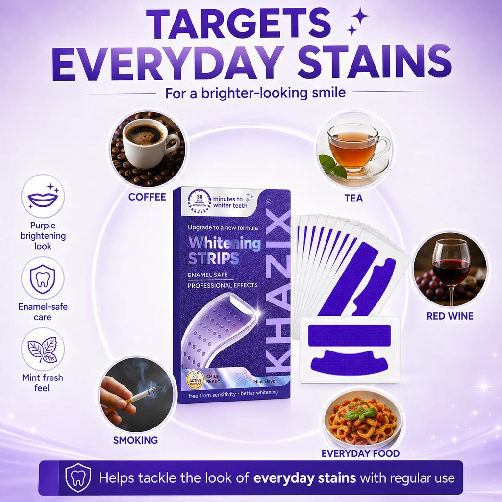 Teeth Whitening Strips Kit 2/3/7PCS, Gentle Purple Whitening Strips for Enamel Care and Brighter Looking Teeth.