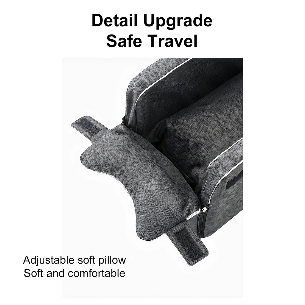 Grey Square Center Console Pet Nest All Season Universal 2 In 1 Car Dog Booster Seat Adjustable Shoulder Strap Removable Washable Car Armrest Pet Carrier Outdoor Hiking Travel Small Dog Cat Auto Safety Bed Pet Accessor