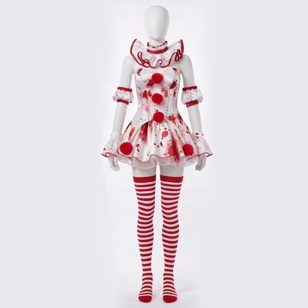 Halloween Scary Clown Dress Cosplay Costume Horror Joker Outfit For Themed Party Gathering Role Play