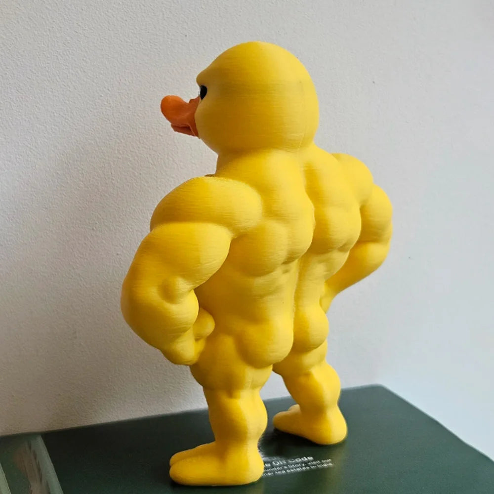 Muscle Duck Statue -3D Desktop Decor,Cute Bookshelf Whimsical Figurine,Multifunctional Indoor/Outdoor Decoration, Home Accessory
