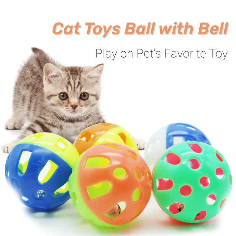 Jingle Bell Ball Cat Toy Plastic Rattle Chew Scratching Ball Interactive Cat Training Toy Pet Supplies