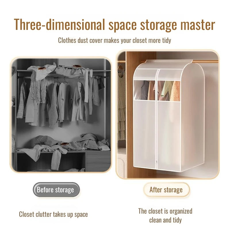Hanging Clothes Dust Cover Transparent Dust Bag Waterproof Dustproof Moisture-Proof Wardrobe Clothes Storage Organizer