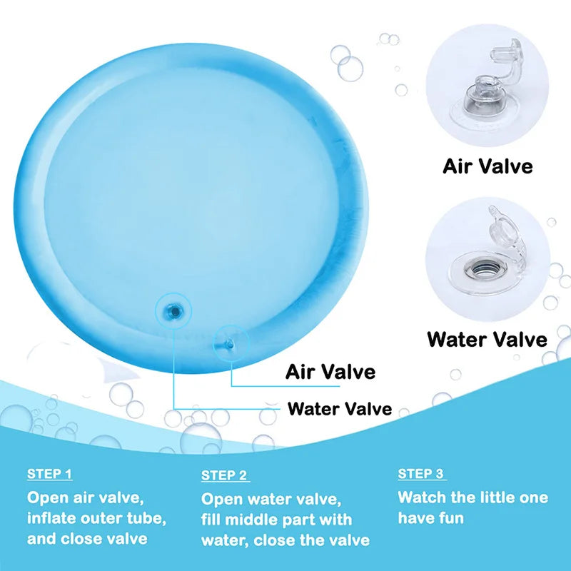 1pc 100cm Large Baby Water Play Mat Dolphin Seal Pattern PVC Inflatable Round Play Mat Cushion Kids Gift
