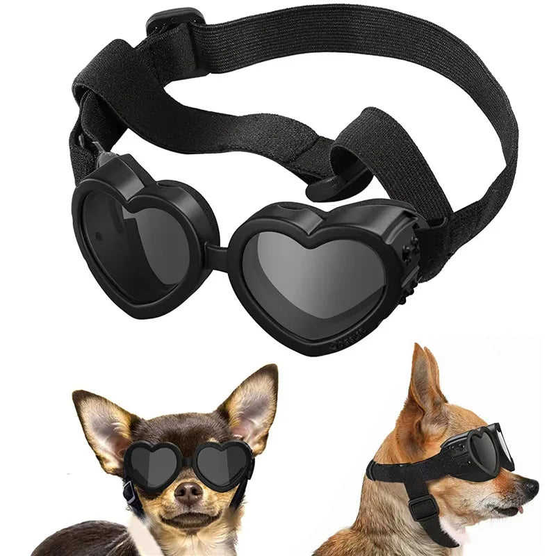 1 Pc Heart-shaped Small Dog Sunglasses Waterproof UV Protection Cat Sun Glasses with Adjustable Strap Goggles Pet Products