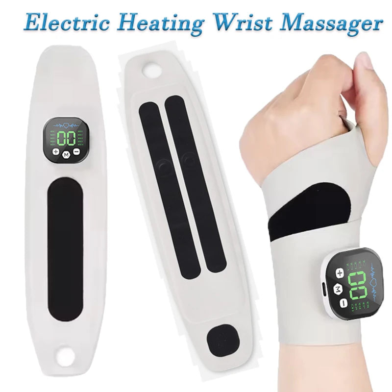Electric Heating Wrist Massager 5 Levels Hot Compress 3 Levels Vibration Massage Wrist Guard Band Carpal Tunnel