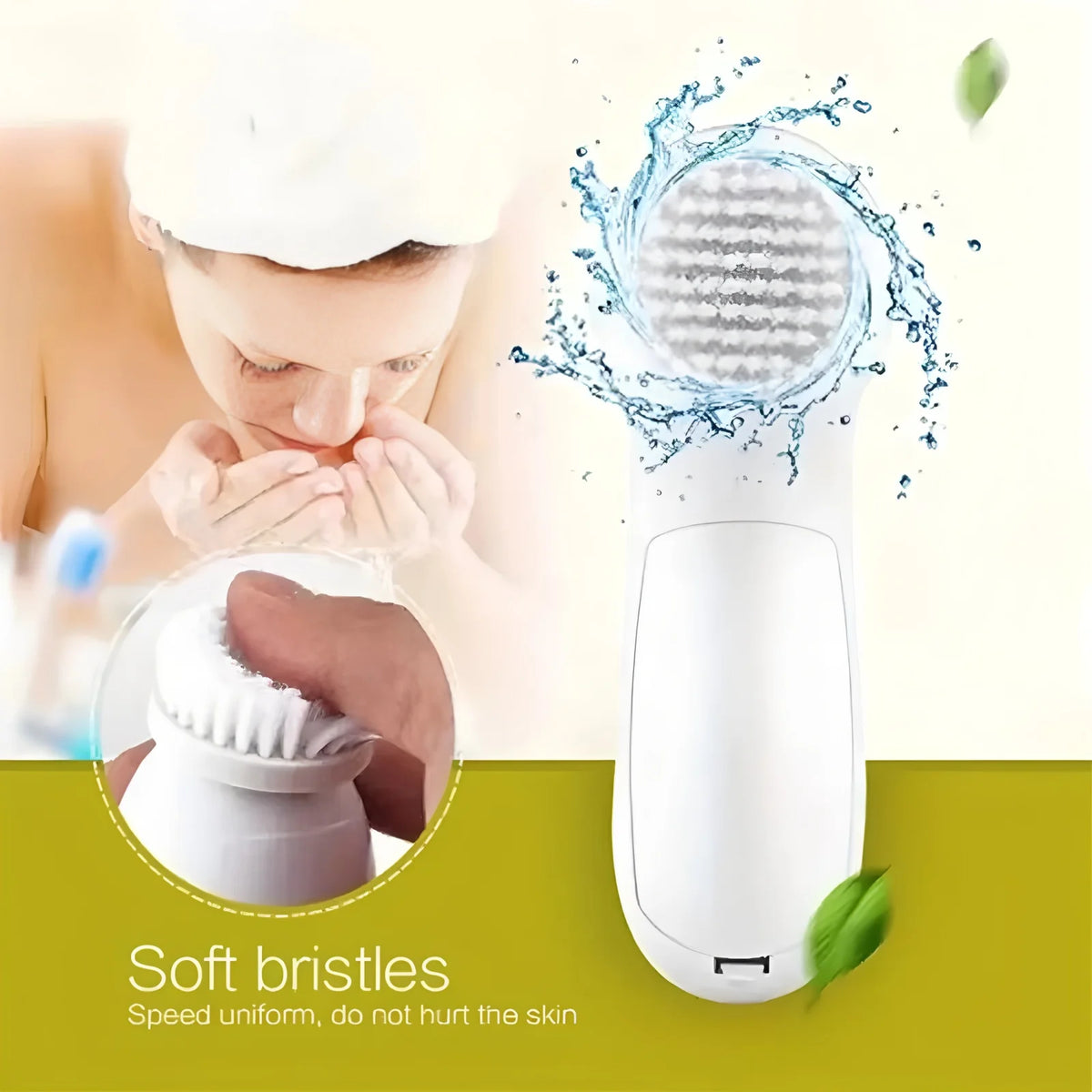 Electric Facial Cleaner 5 IN 1 Face Cleansing Brush Wash Machine Spa Skin Care Massager  Battery-powered（Without battery）