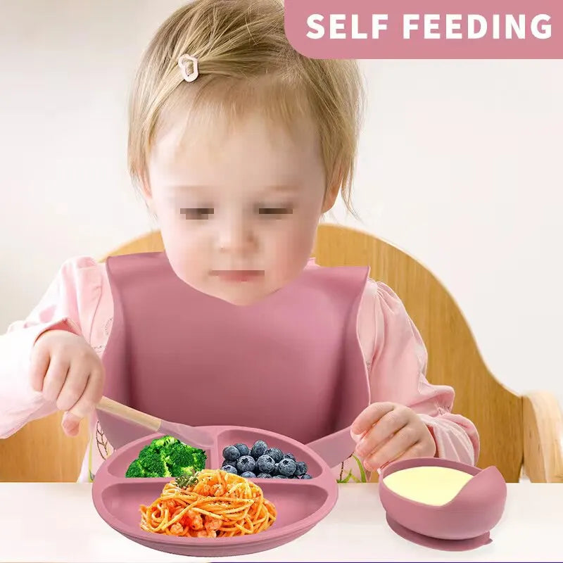 6 PCS Baby Meal Set Silicone Children's Meal Training Cutlery Set